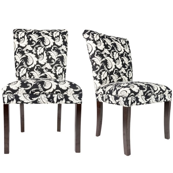 Sole Designs Black/White Roll-back Spring Seating Upholstered Dining Chairs (Set of 2 ...