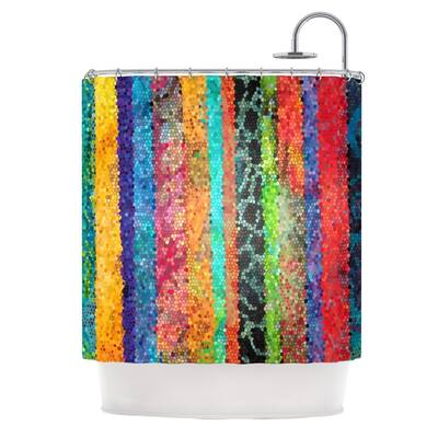 KESS InHouse Catherine Holcombe Stained Glass Batik Mosaic Stripe Shower Curtain (69x70)