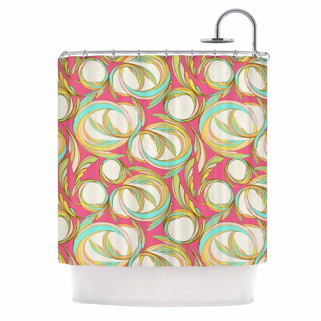 KESS InHouse Amy Reber "Cirle Sings" Pink Yellow Shower Curtain (69x70) - Multi - 69 x 70