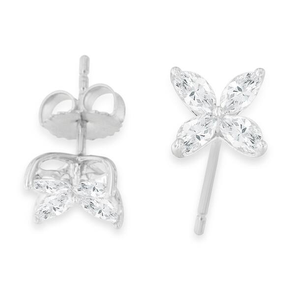 14k White Gold 1 00 Ct Tdw Marquise Cut 4 Stone Diamond Stud