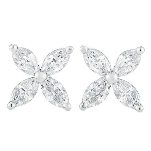14k White Gold 1 00 Ct Tdw Marquise Cut 4 Stone Diamond Stud