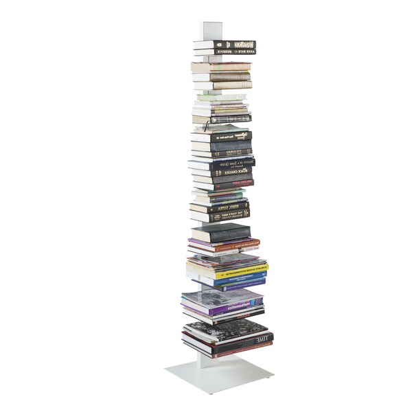 Sapiens White Steel 60 Inch Bookcase Tower Free Shipping Sapiens White Steel 60 Inch Bookcase Tower