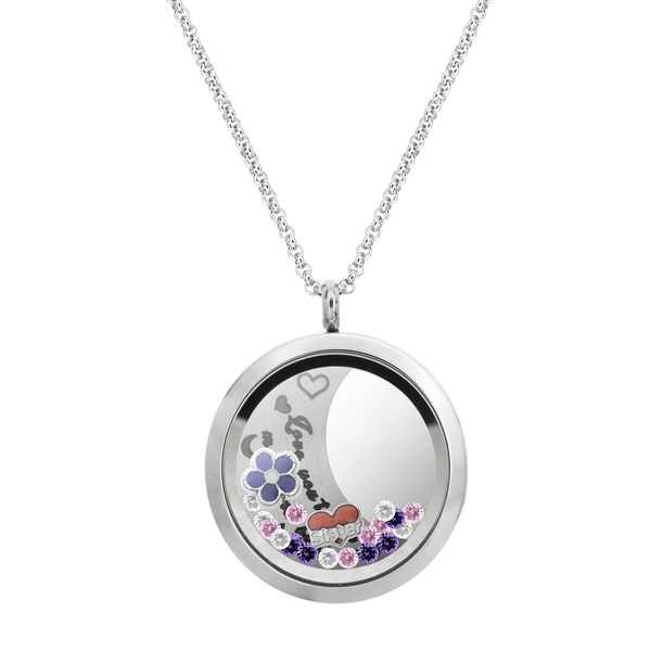 STERLING SILVER SISTER HEART WITH FLOWER CHARM WITH BOX CHAIN NECKLACE