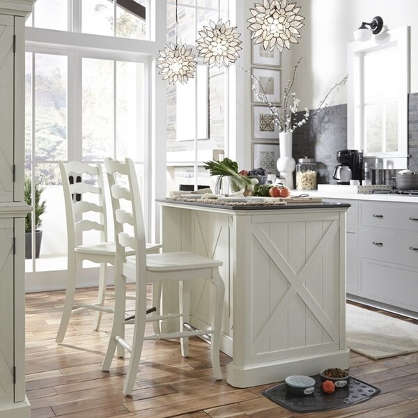 Shop The Gray Barn Barton Park Kitchen Island and 2 Stools - Overstock ...