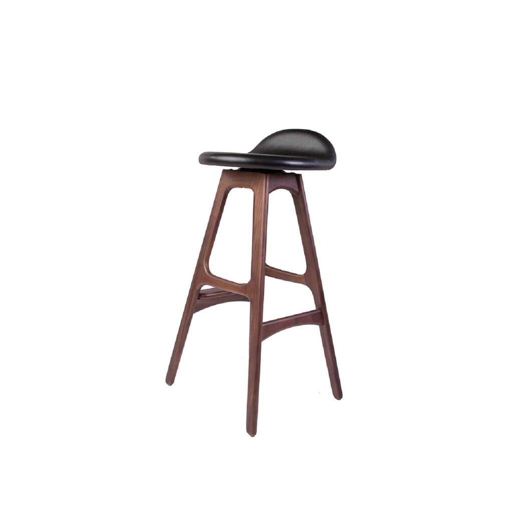 Hans Andersen Erik Buck Walnut Wood and Leather Swivel Stool