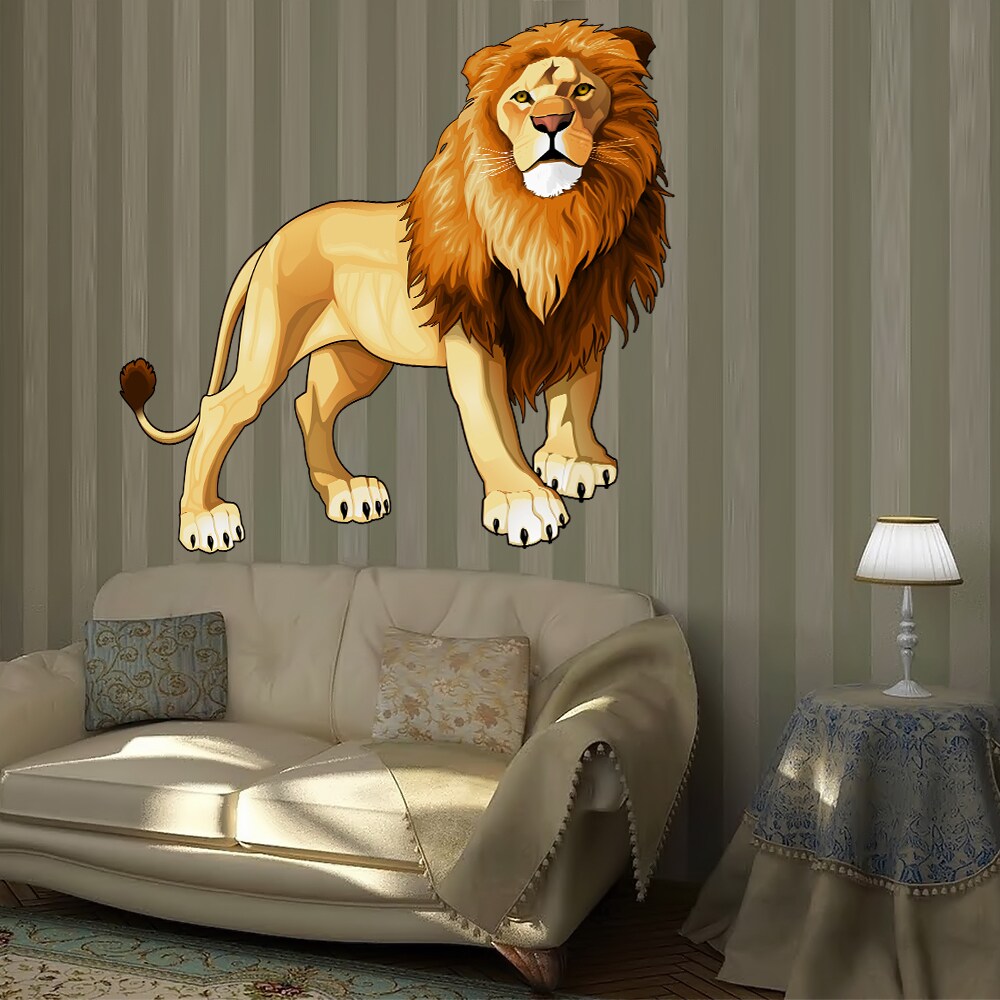 Full Color King Lion Cartoon Animal Full Color Wall Decal Sticker Sticker  Decal size 33x45 FRST - Overstock - 15073419