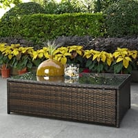 Havenside Home Asilomar Outdoor Wicker Glass Top Table