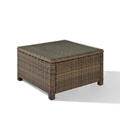 Bradenton Wicker Glass Top Sectional Outdoor Coffee Table