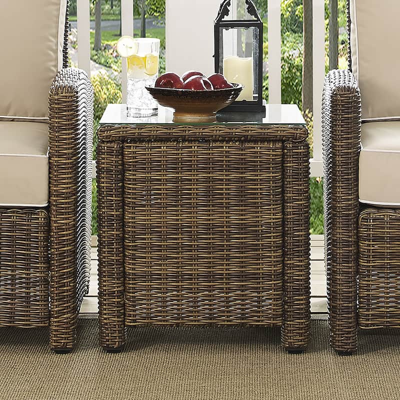Crosley Bradenton Brown Wicker Rectangular Outdoor Side Table