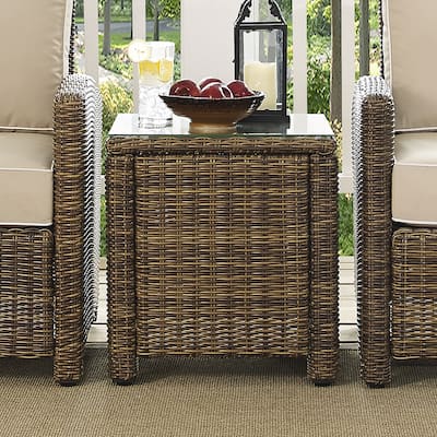 Crosley Bradenton Brown Wicker Rectangular Outdoor Side Table