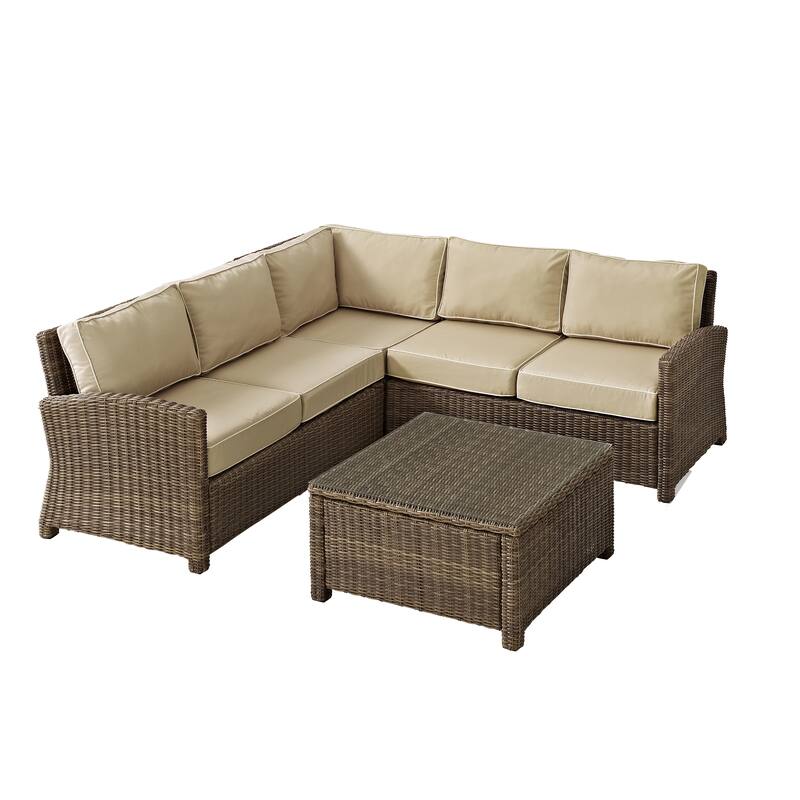 Crosley Bradenton 4-Piece Outdoor Wicker Seating Set with Sand Cushions