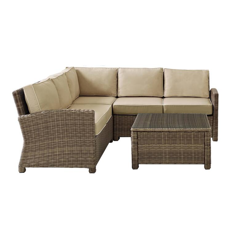 Crosley Bradenton 4-Piece Outdoor Wicker Seating Set with Sand Cushions