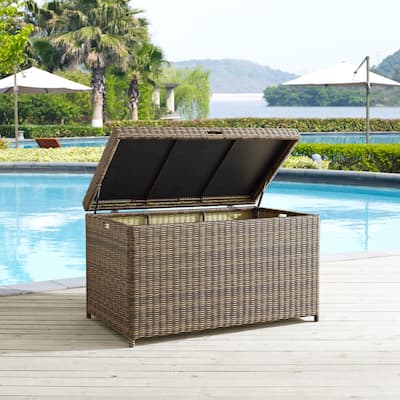 Crosley Bradenton Brown Steel Framed Wicker Storage Bin