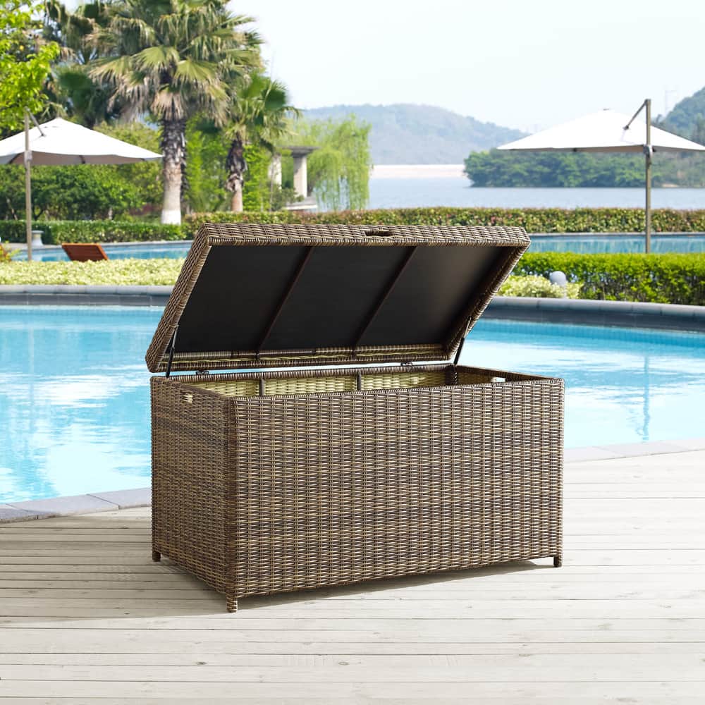 Crosley Bradenton Brown Steel Framed Wicker Storage Bin