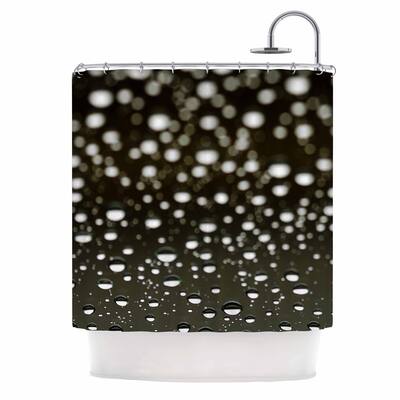 KESS InHouse Kristi Jackson Black Rain Bokeh White Shower Curtain (69x70) - Multi - 69 x 70