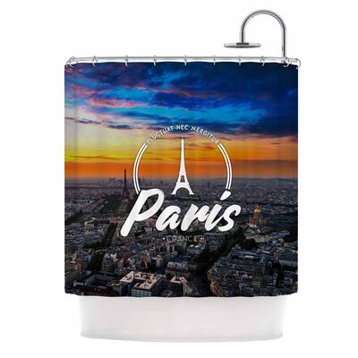 KESS InHouse Kess Original Paris Blue Travel Shower Curtain (69x70) - Multi - 69 x 70