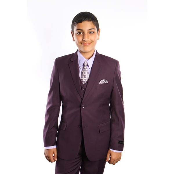 Tazio Boy's 5-piece Plum Suit