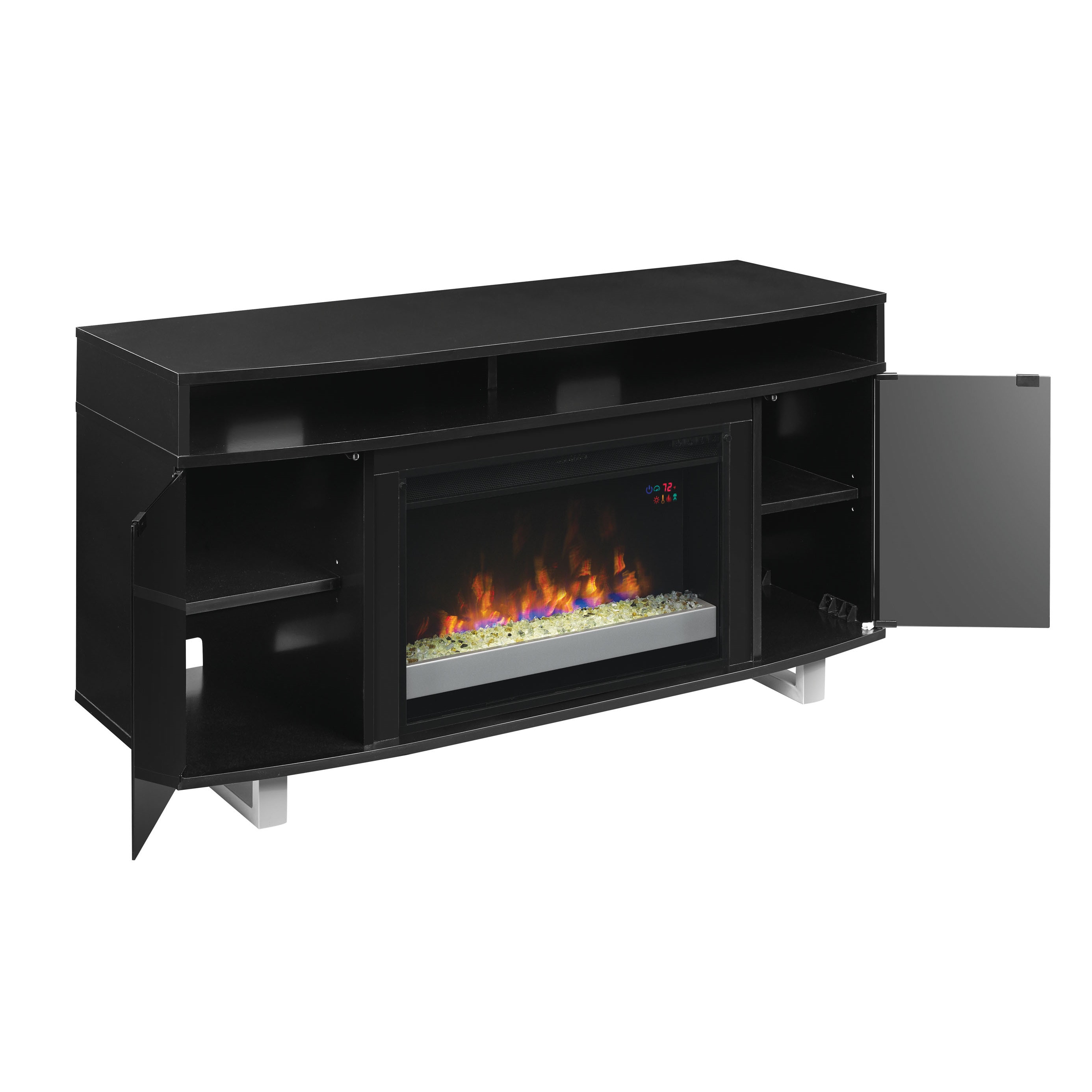 Enterprise Lite Tv Stand For Tvs Up To 60 With 26 Infrared Quartz Electric Fireplace Black Overstock 15076875