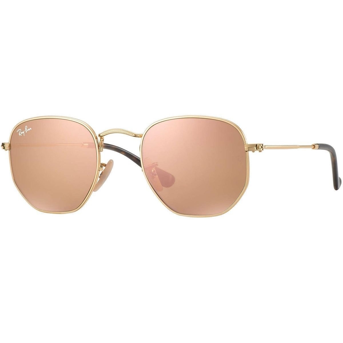 Ray Ban Hexagonal Flat Lenses Sunglasses Gold Copper Flash 51mm On Sale Overstock