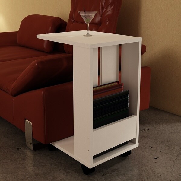 Sheldon White Wood Modern Minimalist Side Table (26 in.)