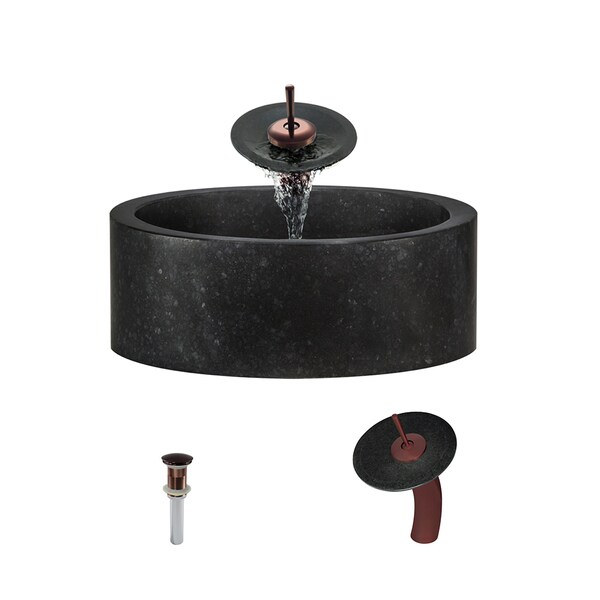 Shop 862 Honed Basalt Vessel Sink with Faucet and PopUp Drain in Oil
