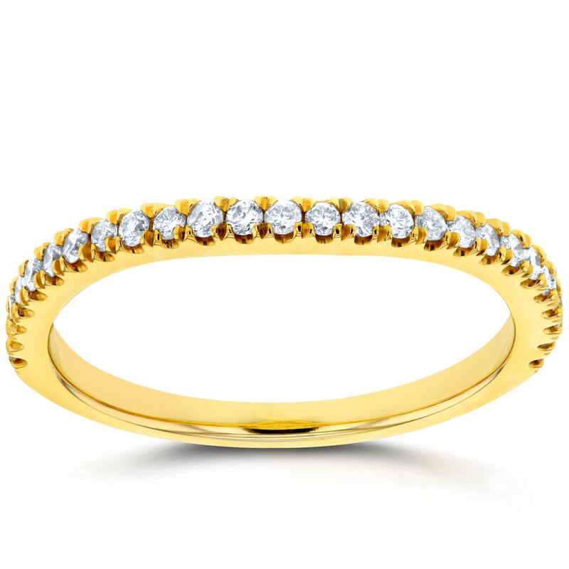 Annello by Kobelli 14k Yellow Gold 1/5ct TDW Diamond Curved Wedding Band (GH, I1-I2)