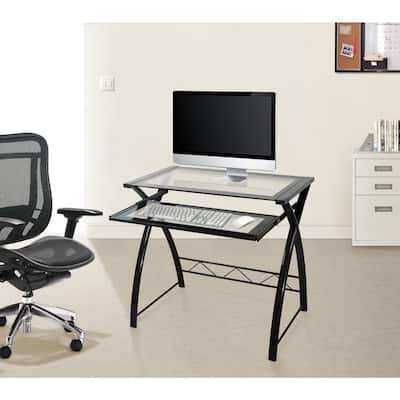Computer Desk with Keyboard Tray, Black