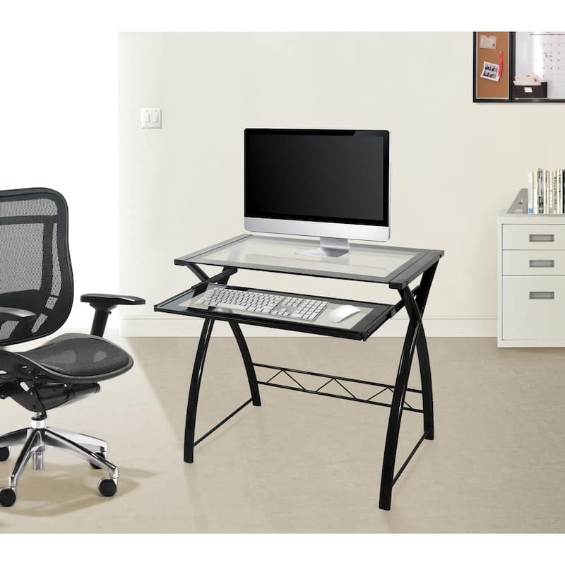 Computer Desk with Keyboard Tray, Black