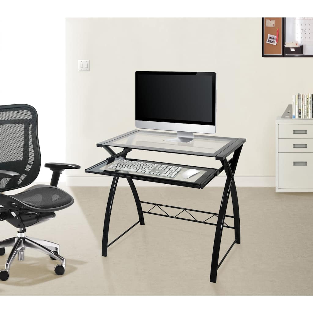 Computer Desk with Keyboard Tray, Black