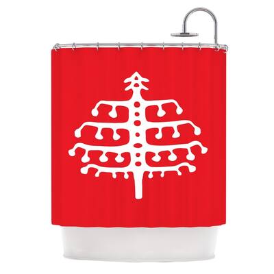 KESS InHouse Miranda Mol Deco Tree Red Holiday Shower Curtain (69x70) - Multi - 69 x 70