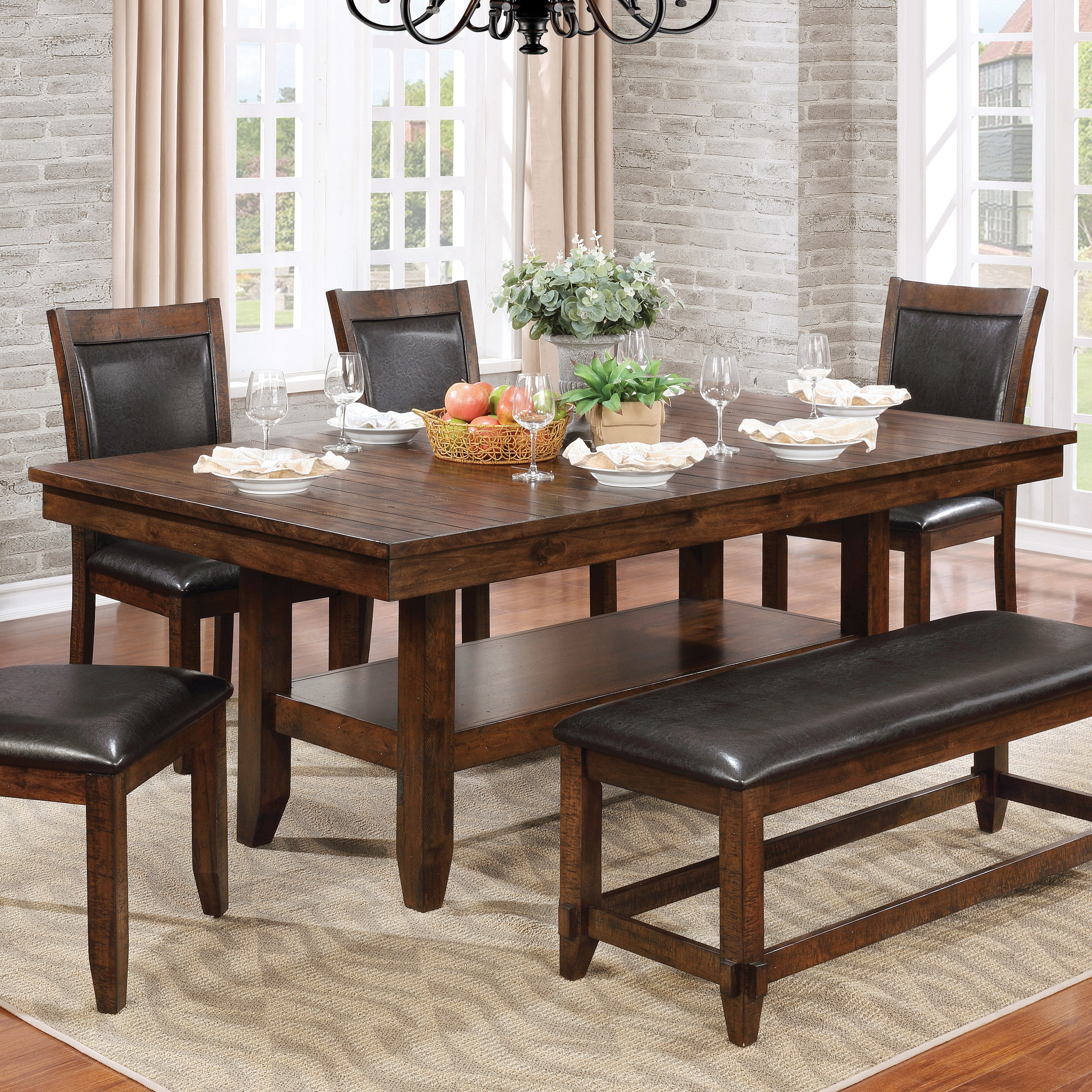 Furniture Of America Fete Rustic Cherry 78 Inch Rectangle Dining Table Overstock 15080142