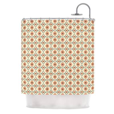 KESS InHouse Nandita Singh Floral Peach Orange Pattern Shower Curtain (69x70) - Multi - 69 x 70