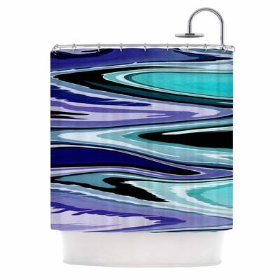 KESS InHouse Nika Martinez Beach Waves Teal Abstract Shower Curtain (69x70) - Multi - 69 x 70