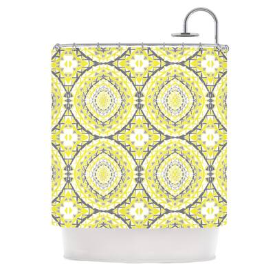 KESS InHouse Miranda Mol Yellow Tessellation Shower Curtain (69x70) - Blue/Orange - 69 x 70