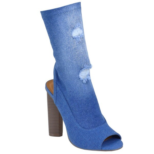 denim chunky heels