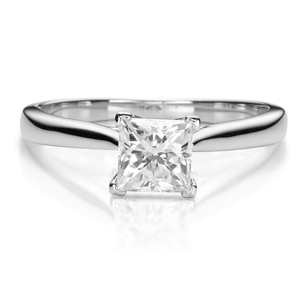 Charles & Colvard 14k White Gold 1ct DEW Square Brilliant Forever One Near Colorless Moissanite Solitaire Ring