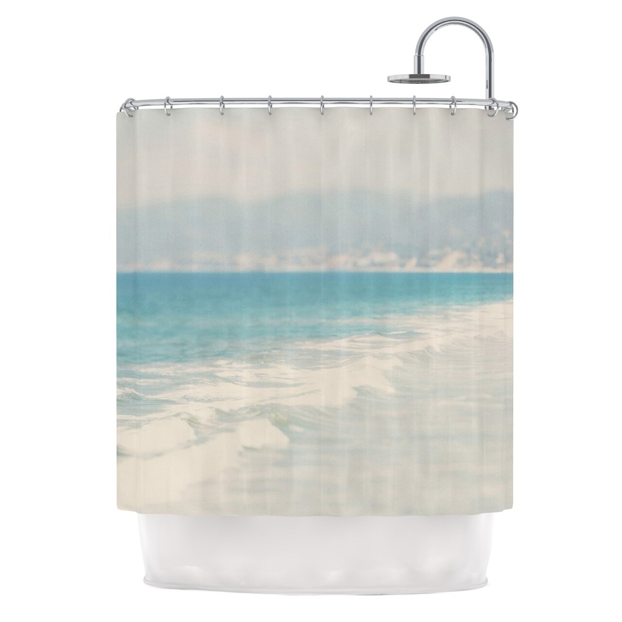 Shop Kess Inhouse Laura Evans Waves Blue Gray Shower Curtain
