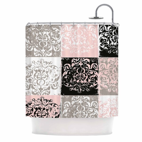 KESS InHouse Chickaprint Damaskmix Pink Gray Shower Curtain (69x70)