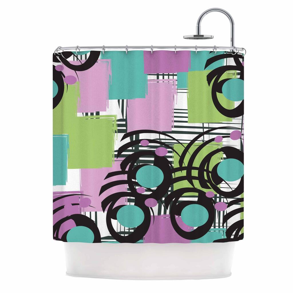 KESS InHouse Chickaprint Solfege Teal Lavender Shower Curtain (69x70) - Multi - 69 x 70