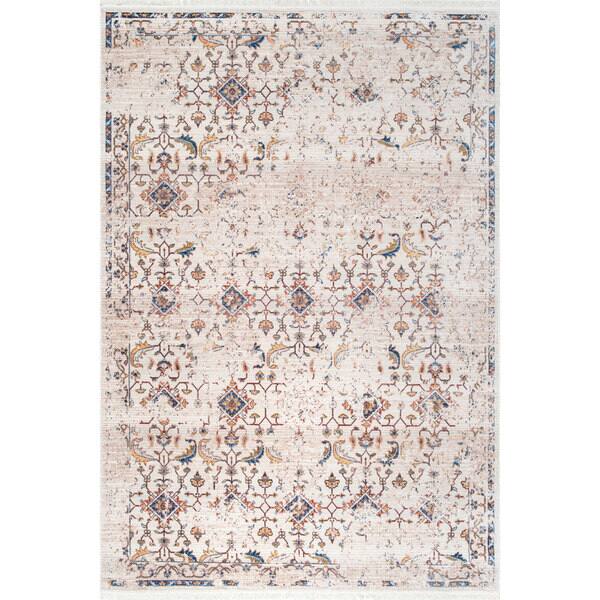 Shop Nuloom Ivory Vintage Faded Floral Vine Distressed Area Rug Overstock 15092592
