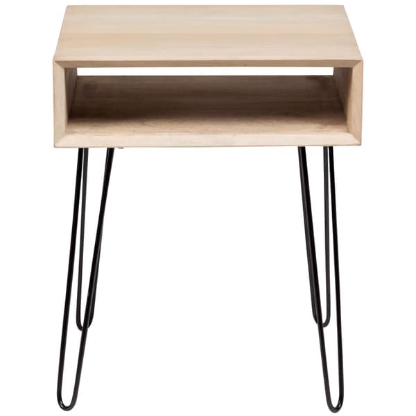 Handmade Wanderloot Graphik Mango Wood End Table With Hairpin Handmade Wanderloot Graphik Mango Wood End Table With Hairpin Legs India