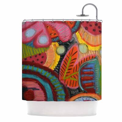 KESS InHouse Jeff Ferst "Tropic Delight" Pink Yellow Shower Curtain (69x70) - White/Yellow - 69 x 70