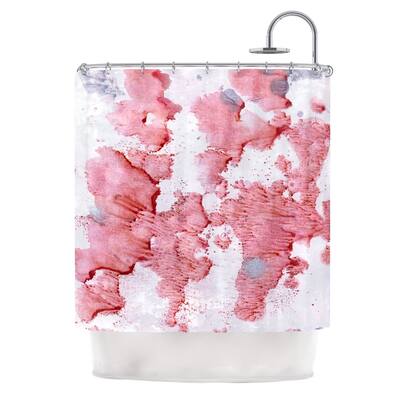 KESS InHouse Iris Lehnhardt "Soft Pink Splashes" Red White Shower Curtain (69x70) - Multi - 69 x 70