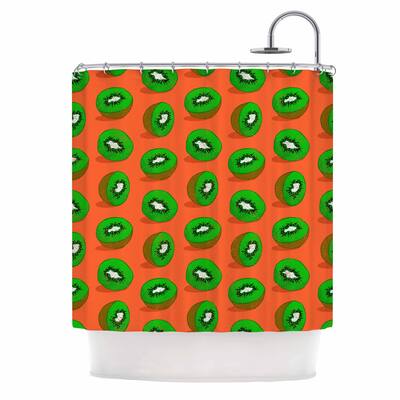 KESS InHouse Evgenia "Kiwifruit" Orange Green Shower Curtain (69x70) - Multi - 69 x 70