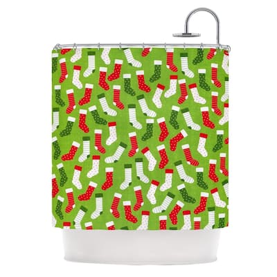 KESS InHouse Heidi Jennings "Stocking Season" Red Green Shower Curtain (69x70) - 69 x 70