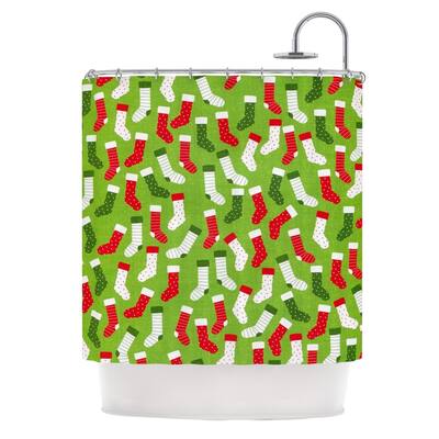 KESS InHouse Heidi Jennings "Stocking Season" Red Green Shower Curtain (69x70) - 69 x 70