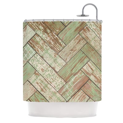 KESS InHouse Heidi Jennings "Patina" Green Wood Shower Curtain (69x70) - Multi - 69 x 70