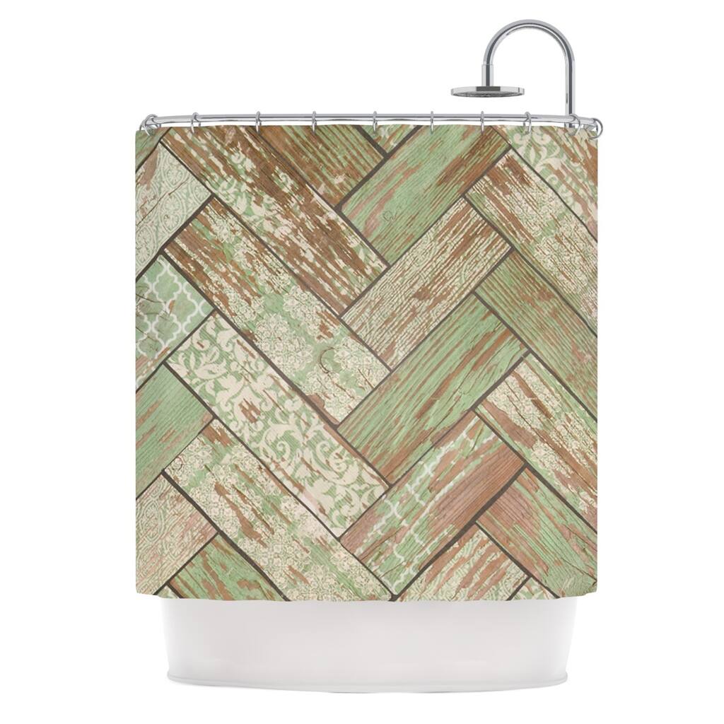 KESS InHouse Heidi Jennings "Patina" Green Wood Shower Curtain (69x70) - Multi - 69 x 70