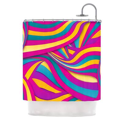 KESS InHouse Danny Ivan "Swirls Everywhere" Pink Teal Shower Curtain (69x70) - Multi - 69 x 70