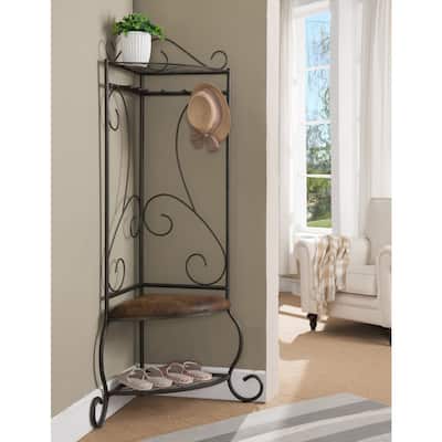 Pewter Metal Corner Hall Tree Bench